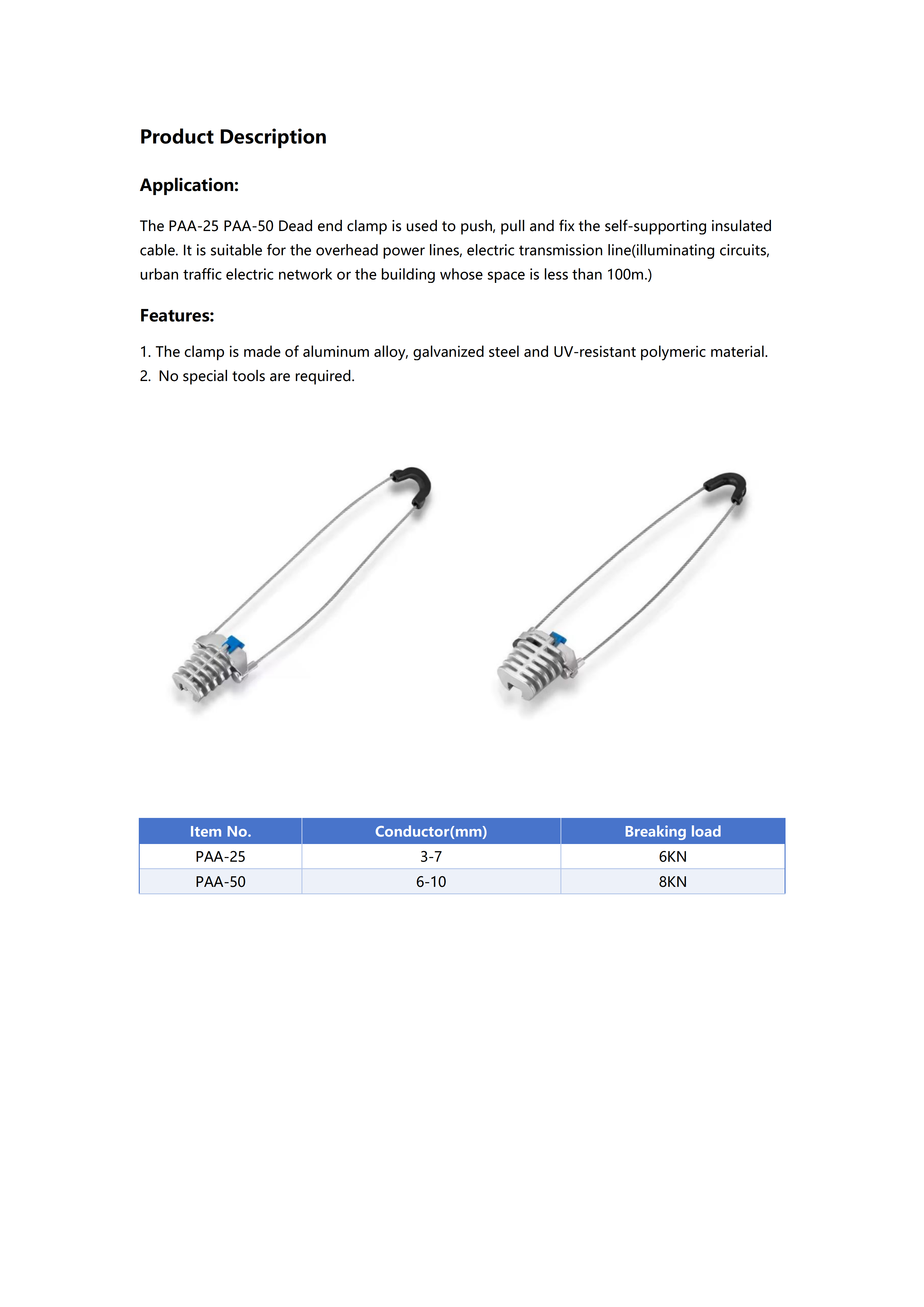 PAA-25 Dead End Clamp detail 1